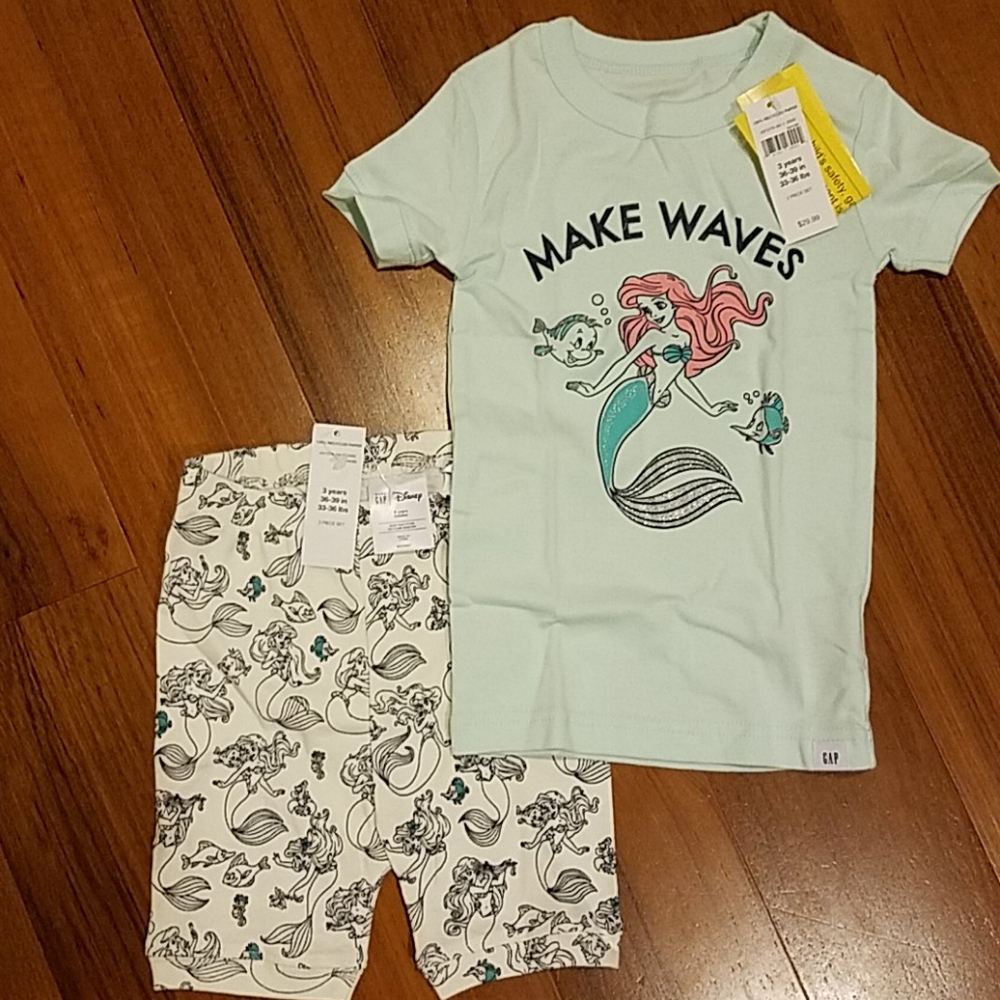 NWT GAP Disney Little Mermaid PJ Set 3t